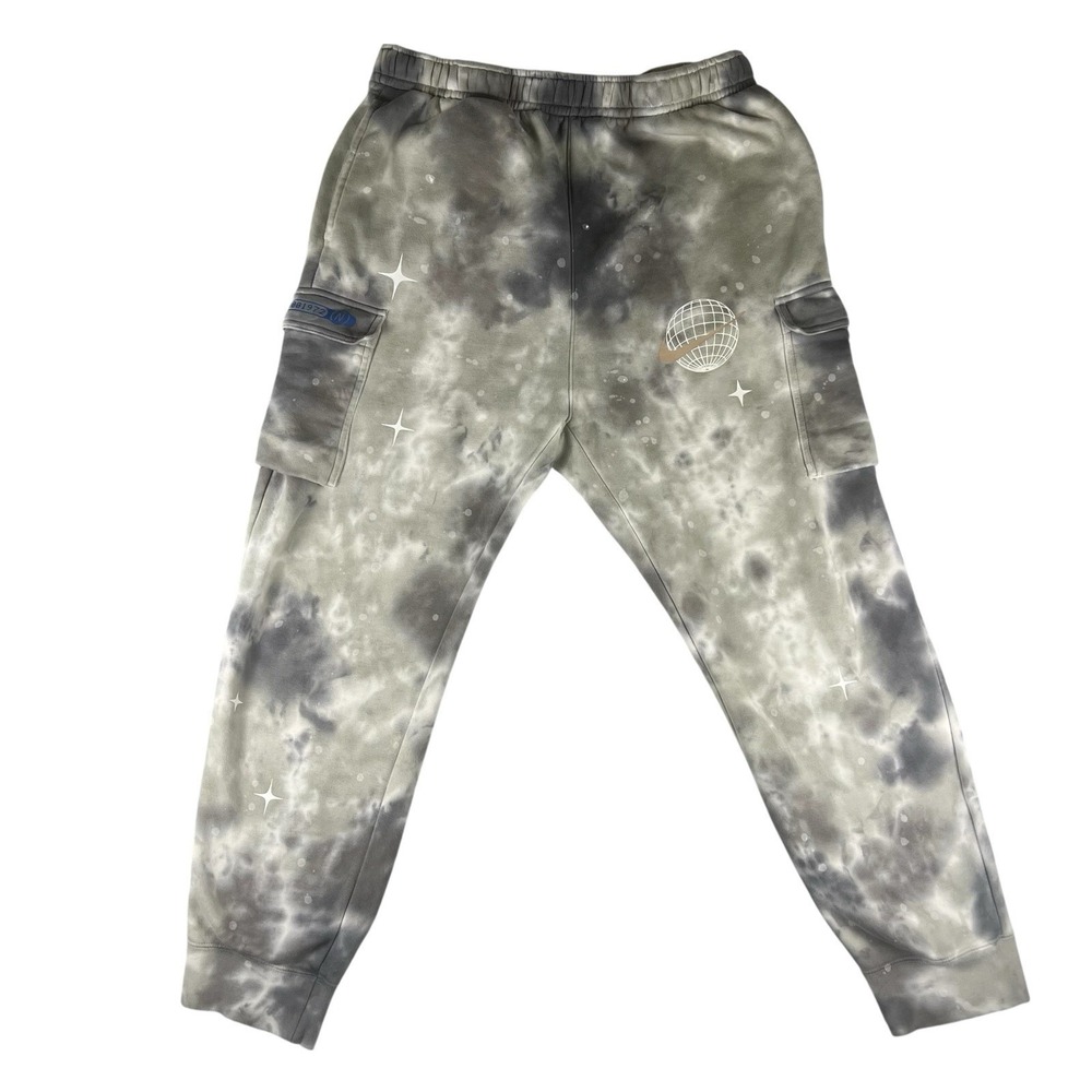 Nike Spacewave Galaxy Cargo Joggers XL Gray Tie Dye NSW Fleece Pants
